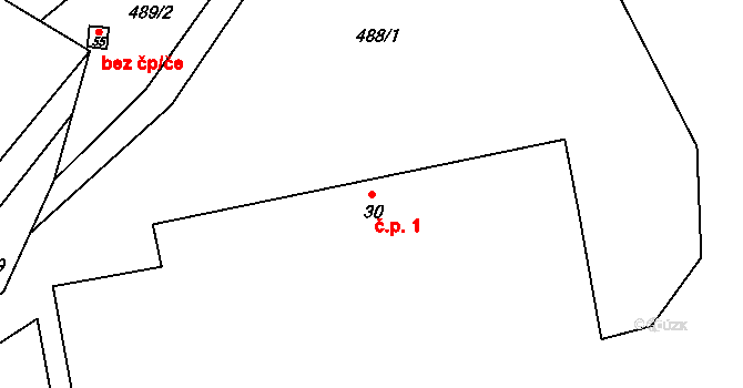 Hůrka 1, Vrchotovy Janovice na parcele st. 30 v KÚ Rudoltice u Vrchotových Janovic, Katastrální mapa