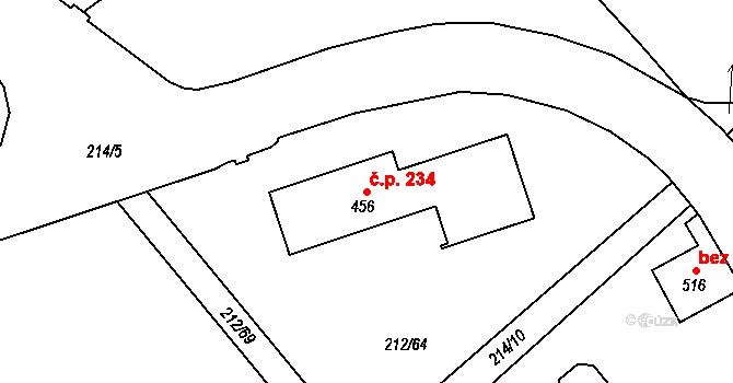 Perštejn 234 na parcele st. 456 v KÚ Černýš, Katastrální mapa