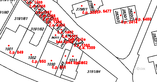 Zlín 1359 na parcele st. 5004/2 v KÚ Zlín, Katastrální mapa