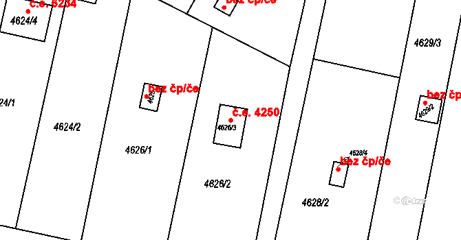 Znojmo 4250 na parcele st. 4626/3 v KÚ Znojmo-město, Katastrální mapa