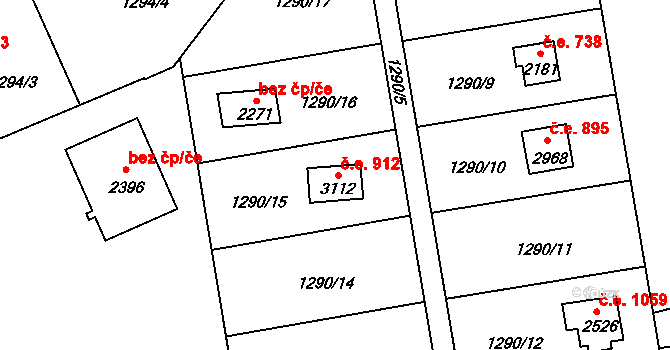 Lipník nad Bečvou I-Město 912, Lipník nad Bečvou na parcele st. 3112 v KÚ Lipník nad Bečvou, Katastrální mapa