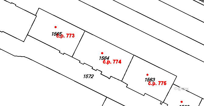 Poruba 774, Ostrava na parcele st. 1564 v KÚ Poruba, Katastrální mapa