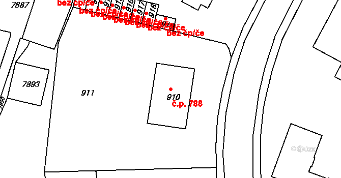 Žďár nad Sázavou 3 788, Žďár nad Sázavou na parcele st. 910 v KÚ Město Žďár, Katastrální mapa