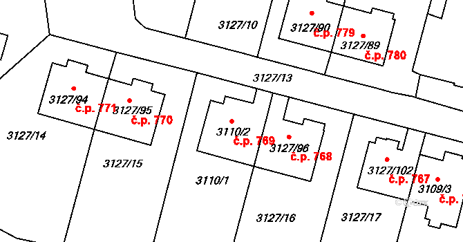 Bystřice nad Pernštejnem 769 na parcele st. 3110/2 v KÚ Bystřice nad Pernštejnem, Katastrální mapa