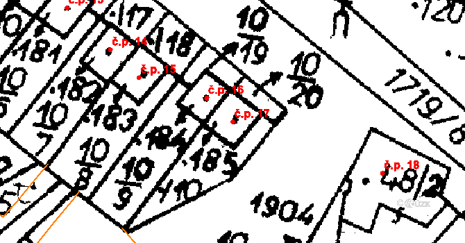 Mnichov 17 na parcele st. 185 v KÚ Mnichov u Mariánských Lázní, Katastrální mapa