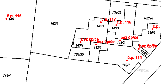 Oráčov 38601761 na parcele st. 149/2 v KÚ Oráčov, Katastrální mapa