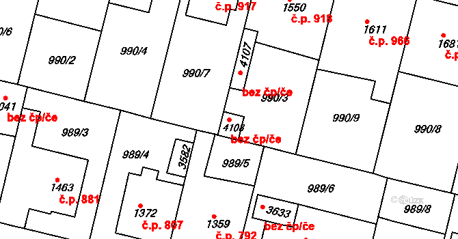 Hradec Králové 40275761 na parcele st. 4108 v KÚ Pražské Předměstí, Katastrální mapa