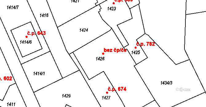 Šluknov 43226761 na parcele st. 1426 v KÚ Šluknov, Katastrální mapa