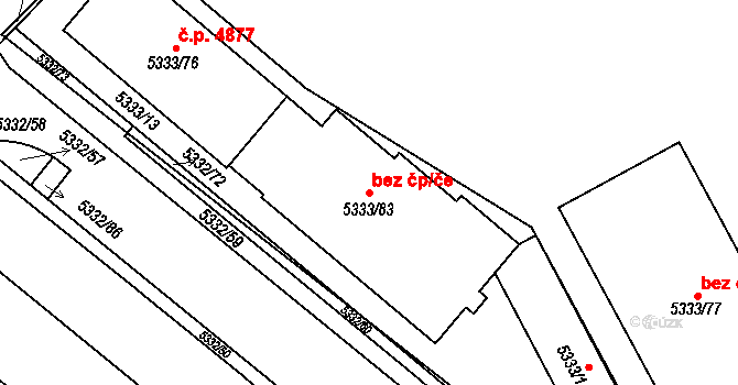 Jihlava 43336761 na parcele st. 5333/83 v KÚ Jihlava, Katastrální mapa