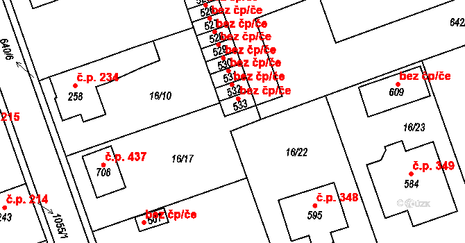 Hrochův Týnec 43750761 na parcele st. 533 v KÚ Hrochův Týnec, Katastrální mapa