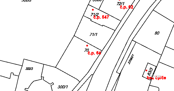 Kateřinky 64, Opava na parcele st. 70 v KÚ Kateřinky u Opavy, Katastrální mapa