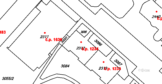 Kateřinky 1234, Opava na parcele st. 2312 v KÚ Kateřinky u Opavy, Katastrální mapa