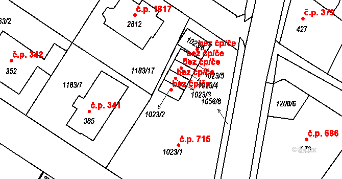 Říčany 48289761 na parcele st. 1023/2 v KÚ Říčany u Prahy, Katastrální mapa