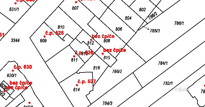 Pelhřimov 48596761 na parcele st. 815 v KÚ Pelhřimov, Katastrální mapa
