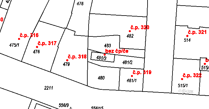 Březnice 48851761 na parcele st. 481/3 v KÚ Březnice, Katastrální mapa
