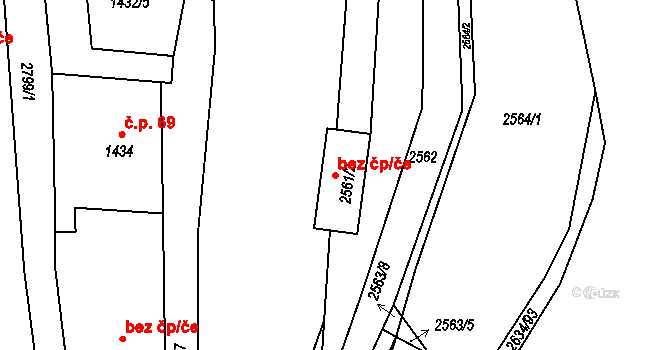 Dačice 49206761 na parcele st. 2561/2 v KÚ Dačice, Katastrální mapa