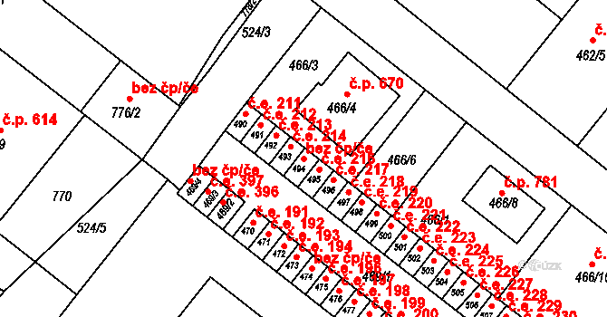 Veverská Bítýška 49493761 na parcele st. 494 v KÚ Veverská Bítýška, Katastrální mapa