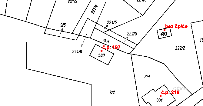 Maršovice 197 na parcele st. 560 v KÚ Maršovice u Jablonce nad Nisou, Katastrální mapa