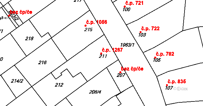 Mistřín 1267, Svatobořice-Mistřín na parcele st. 211 v KÚ Mistřín, Katastrální mapa