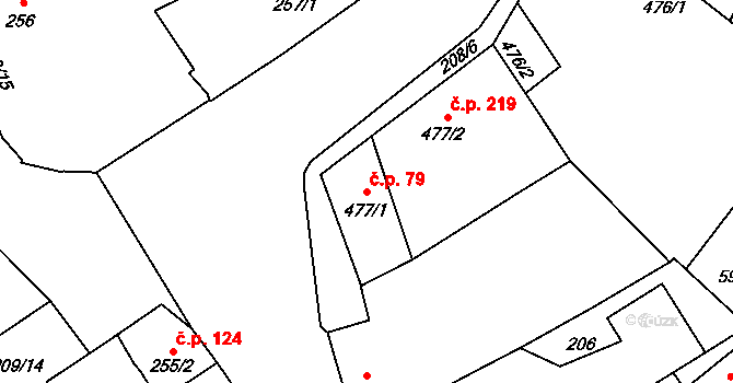 Beroun-Závodí 79, Beroun na parcele st. 477/1 v KÚ Beroun, Katastrální mapa
