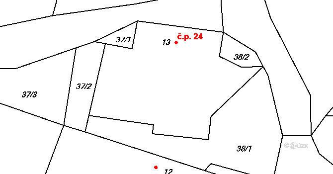 Sedlečko 24, Chotoviny na parcele st. 13 v KÚ Sedlečko u Chotovin, Katastrální mapa