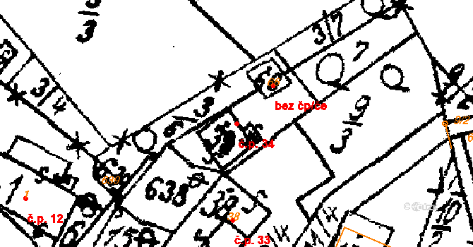 Březí 34, Žinkovy na parcele st. 39 v KÚ Březí u Žinkov, Katastrální mapa