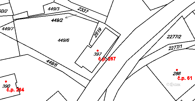 Lukavice 267 na parcele st. 397 v KÚ Lukavice u Rychnova nad Kněžnou, Katastrální mapa