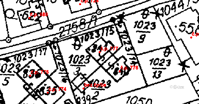 Libina 777 na parcele st. 5371 v KÚ Horní Libina, Katastrální mapa