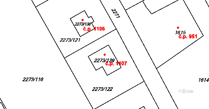 Šluknov 1107 na parcele st. 2273/139 v KÚ Šluknov, Katastrální mapa