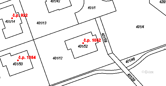 Libuš 1052, Praha na parcele st. 401/52 v KÚ Libuš, Katastrální mapa