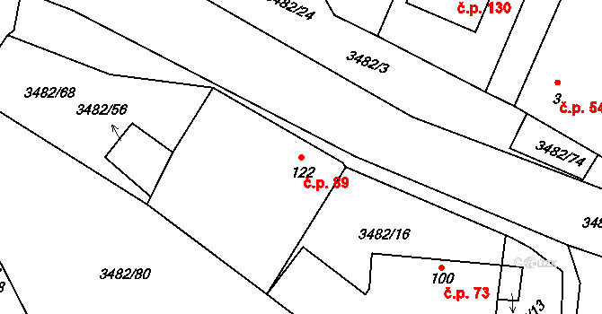 Kozojedy 89 na parcele st. 122 v KÚ Kozojedy u Kralovic, Katastrální mapa