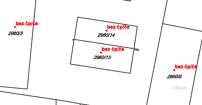 Kunovice 93320761 na parcele st. 2960/13 v KÚ Kunovice u Uherského Hradiště, Katastrální mapa