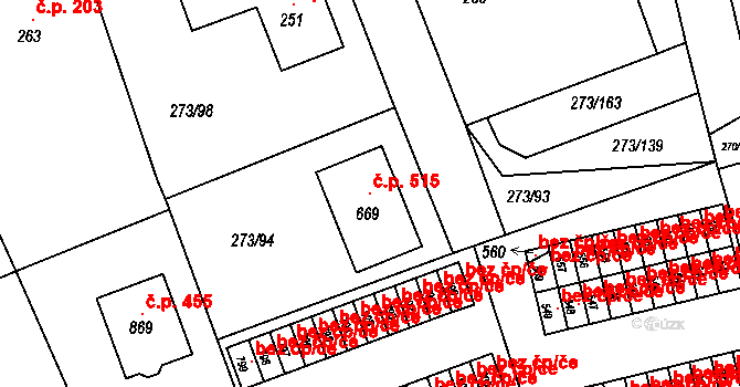 Třemošnice 515 na parcele st. 669 v KÚ Třemošnice nad Doubravou, Katastrální mapa