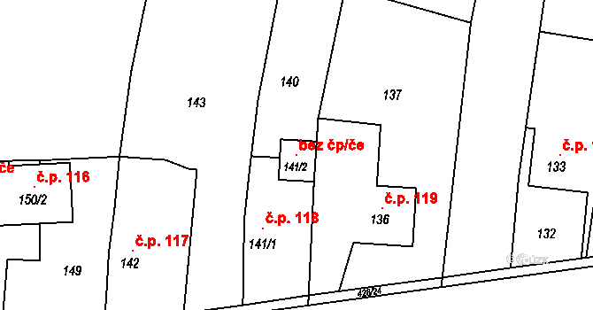 Dolní Benešov 96146761 na parcele st. 141/2 v KÚ Zábřeh u Hlučína, Katastrální mapa