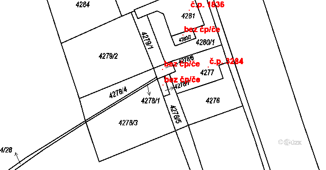 Chomutov 97842761 na parcele st. 4278/7 v KÚ Chomutov I, Katastrální mapa