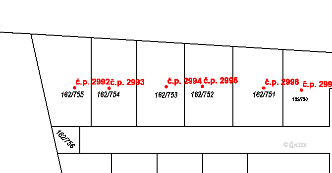 Stodůlky 2994, Praha na parcele st. 162/753 v KÚ Stodůlky, Katastrální mapa