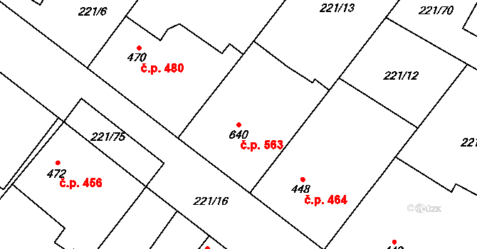 Chotěšov 563 na parcele st. 640 v KÚ Chotěšov, Katastrální mapa
