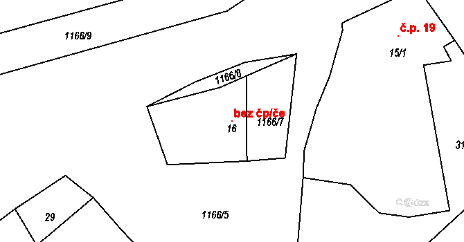 Ježovy 103796762 na parcele st. 16 v KÚ Trnčí, Katastrální mapa