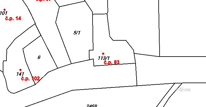 Vitčice 83 na parcele st. 113/1 v KÚ Vitčice na Moravě, Katastrální mapa