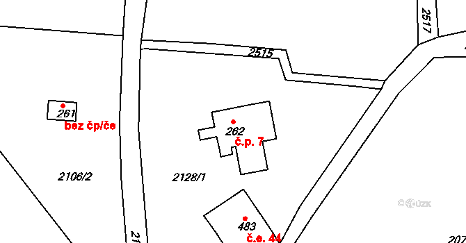 Rybná 7, Pernink na parcele st. 262 v KÚ Pernink, Katastrální mapa