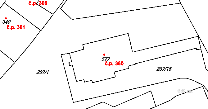 Železná Ruda 360 na parcele st. 577 v KÚ Železná Ruda, Katastrální mapa