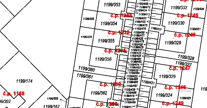 Vejprnice 1231 na parcele st. 1199/356 v KÚ Vejprnice, Katastrální mapa