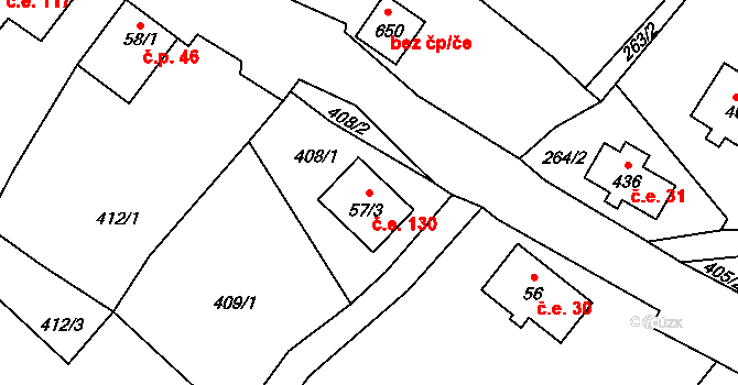 Horní Maxov 130, Lučany nad Nisou na parcele st. 57/3 v KÚ Horní Maxov, Katastrální mapa