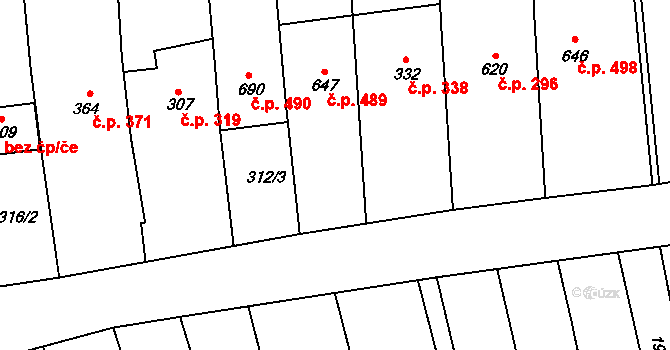 Lipov 489 na parcele st. 647 v KÚ Lipov, Katastrální mapa