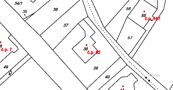 Janovice 82, Rýmařov na parcele st. 38 v KÚ Janovice u Rýmařova, Katastrální mapa