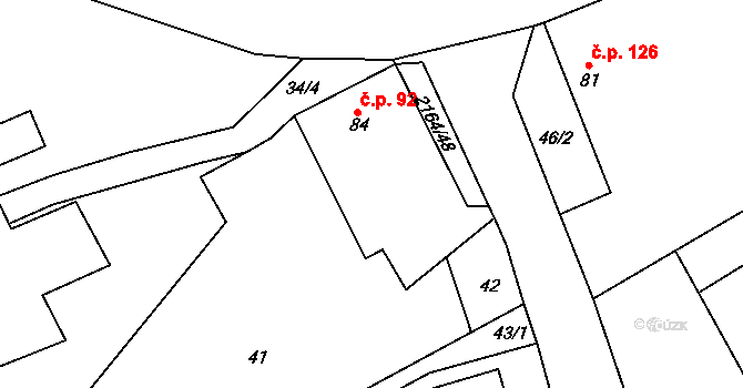 Staré Město 92 na parcele st. 84 v KÚ Staré Město u Moravské Třebové, Katastrální mapa