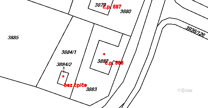 Lutyně 588, Orlová na parcele st. 3882 v KÚ Horní Lutyně, Katastrální mapa