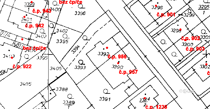 Poděbrady III 956, Poděbrady na parcele st. 3392 v KÚ Poděbrady, Katastrální mapa