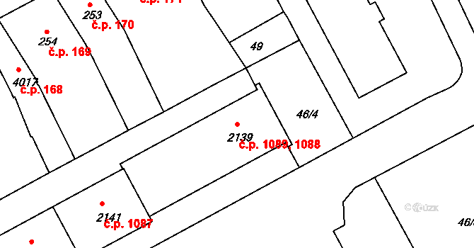 Strakonice I 1088,1089, Strakonice na parcele st. 2139 v KÚ Strakonice, Katastrální mapa
