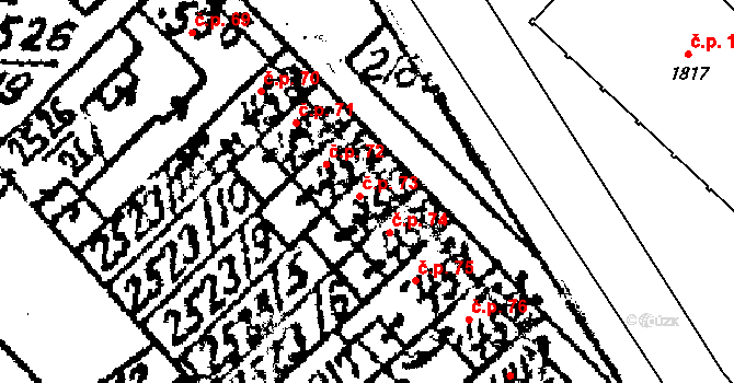 Jaroměřice nad Rokytnou 73 na parcele st. 453 v KÚ Jaroměřice nad Rokytnou, Katastrální mapa